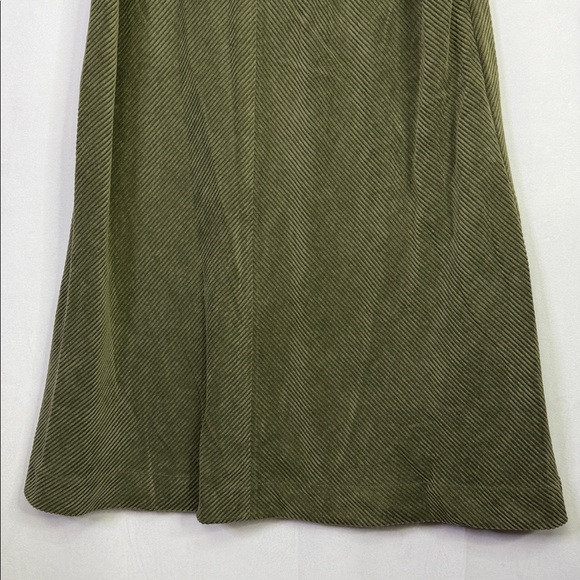 Prologue Olive Green Corduroy Short Sleeve High Collar Midi Shift Dress - Picture 3 of 6